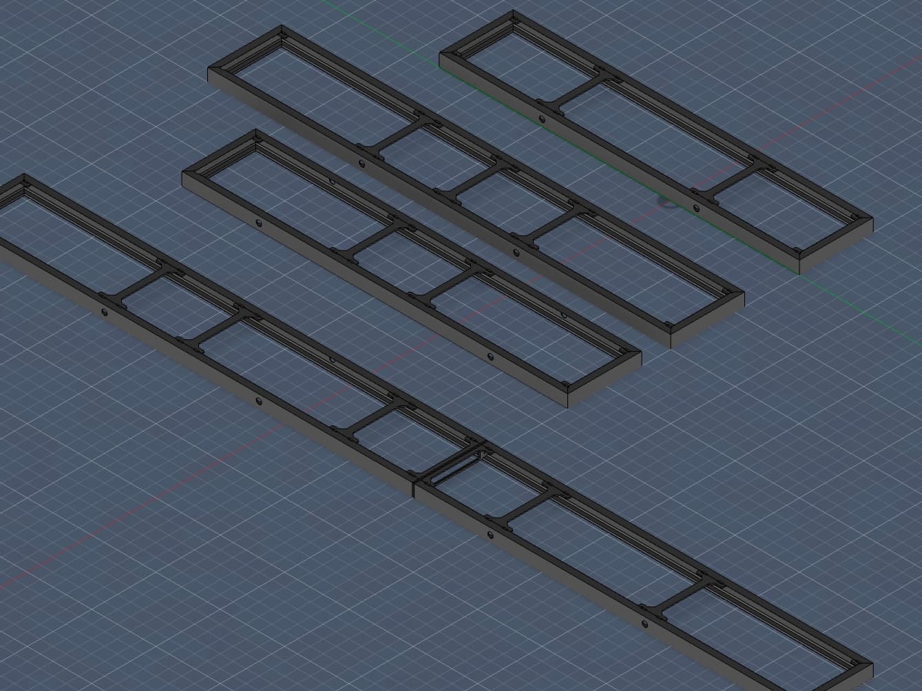3D-tekening van sokkels voor paneelbouw, uitgewerkt in CAD-software